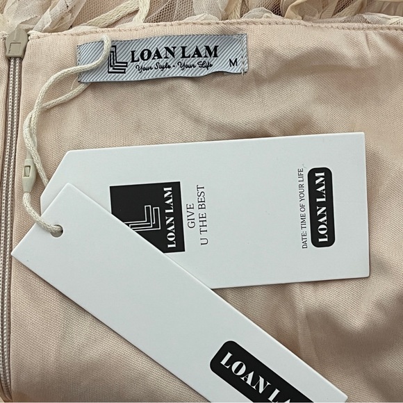 Loan Lam Cream Lace Rosette Overlay Dress - Picture 4 of 4